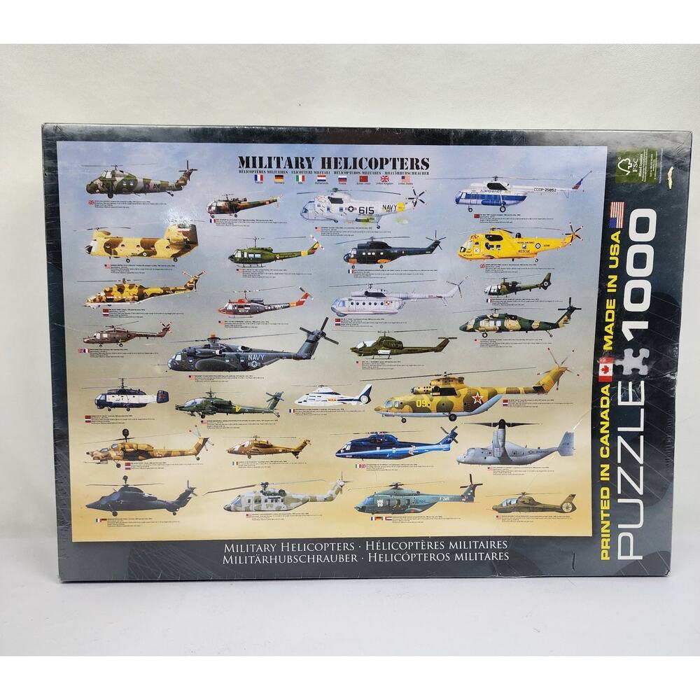 1000 Pieces Eurographics Puzzle International Military Helicopters Sealed New